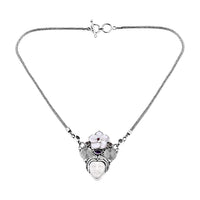 Sajen Silver Carved Bone and Multi Gemstone Necklace 20 Inches in Sterling Silver 2.85 ctw