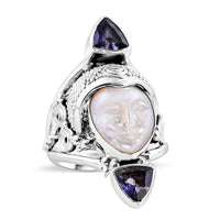 Sajen Silver Catalina Iolite, Mother Of Pearl Ring in Sterling Silver (Size 10.0) 0.80 ctw