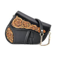 Grand Pelle Hand Engraving Flower Genuine Leather Crossbody Bag