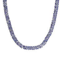 Tanzanite 2 Row Necklace 18 Inches in Platinum Over Sterling Silver 37.10 ctw