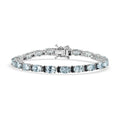 Mangoro Aquamarine, Kanchanaburi Blue Sapphire Tennis Bracelet in Platinum Over Sterling Silver - Sticky add to cart bar