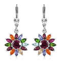 TLV Orissa Rhodolite Garnet, Multi Gemstone Floral Lever Back Earrings in Platinum Over Sterling Silver 6.00 ctw - Sticky add to cart bar