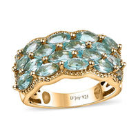 Betroka Blue Apatite Cluster Ring in Vermeil Yellow Gold Over Sterling Silver 3.15 ctw