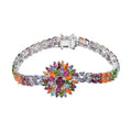 TLV Orissa Rhodolite Garnet, Multi Gemstone Floral Spray Bracelet in Platinum Over Sterling Silver (6.50 In) 16.60 ctw - Sticky add to cart bar