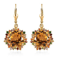 TLV Brazilian Citrine, Multi Gemstone Lever Back Earrings in Vermeil YG Over Sterling Silver 17.00 ctw