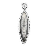 Black Orthoceras Small Pointed Pendant in Silvertone 18.00 ctw