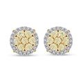 14K Yellow Gold Natural Yellow and White Diamond Earrings 0.75 ctw - Sticky add to cart bar