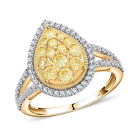 14K Yellow Gold I2-I3 Natural Yellow and White Diamond Ring 1.00 ctw