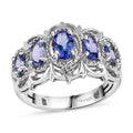 Tanzanite 5 Stone Ring in Platinum Over Sterling Silver (Size 10.0) 1.20 ctw - Sticky add to cart bar