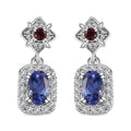 AAA Tanzanite and Multi Gemstone Dangle Earrings in Platinum Over Sterling Silver 1.35 ctw - Sticky add to cart bar