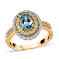 Luxoro 14K Yellow Gold AAA Santa Maria Aquamarine, Natural Yellow and White Diamond (I2-I3) (0.50 cts) Ring (Size 10.0) 1.50 ctw - Sticky add to cart bar
