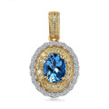 Luxoro 14K Yellow Gold AAA Santa Maria Aquamarine, I2-I3 Natural Yellow and White Diamond Floral Pendant 1.40 ctw - Sticky add to cart bar