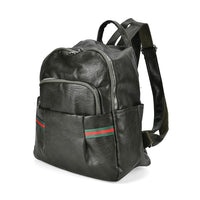 Burgundy Faux Leather Multi Pocket Backpack (10"x5"x13.4")