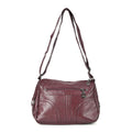 Burgundy Faux Leather Crossbody Bag (10.6"x3.5"x8.3") with Shoulder Strap (51") - Sticky add to cart bar