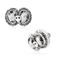 Artisan Crafted White Buffalo Snake Earrings in Black Oxidized Sterling Silver 3.75 ctw