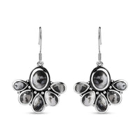 Artisan Crafted White Buffalo Earrings in Black Oxidized Sterling Silver 10.90 ctw