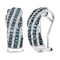 Venice Blue Diamond I1-I2 and White Diamond Earrings in Platinum Over Sterling Silver 1.00 ctw - Sticky add to cart bar