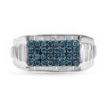Venice Blue Diamond I1-I2 and White Diamond Men's Ring in Platinum Over Sterling Silver (Size 10.0) 1.00 ctw - Sticky add to cart bar