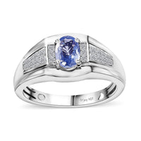 Epic Deal Ceylon Blue Sapphire, Moissanite Ring in Platinum Over Sterling Silver (Size 10.0) 1.20 ctw