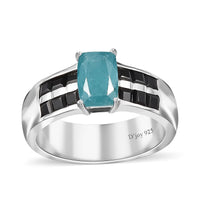 Premium Grandidierite, Thai Black Spinel Ring in Platinum Over Sterling Silver (Size 10.0) 1.85 ctw