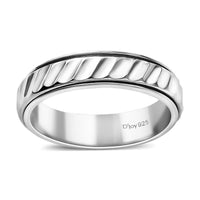 Platinum Over Sterling Silver Band Ring (Size 10.0) (3.20 g)