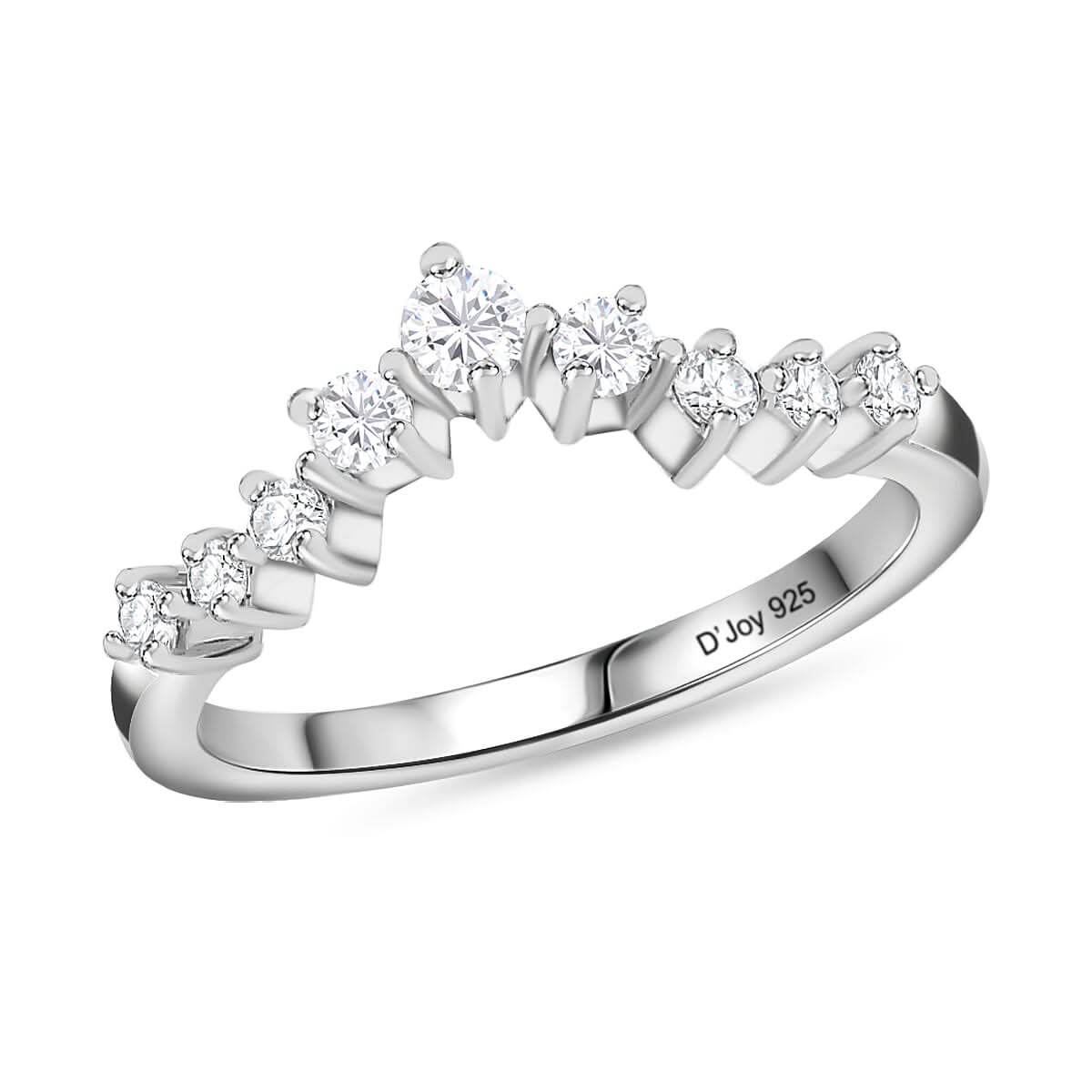Moissanite Wishbone Ring in Platinum Over Sterling Silver (Size 10.0) 0.25 ctw