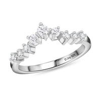 Moissanite Wishbone Ring in Platinum Over Sterling Silver (Size 10.0) 0.25 ctw