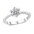 Moissanite (Rnd 6mm) Solitaire Ring in Platinum Over Sterling Silver (Size 10.0) 0.75 ctw - Sticky add to cart bar