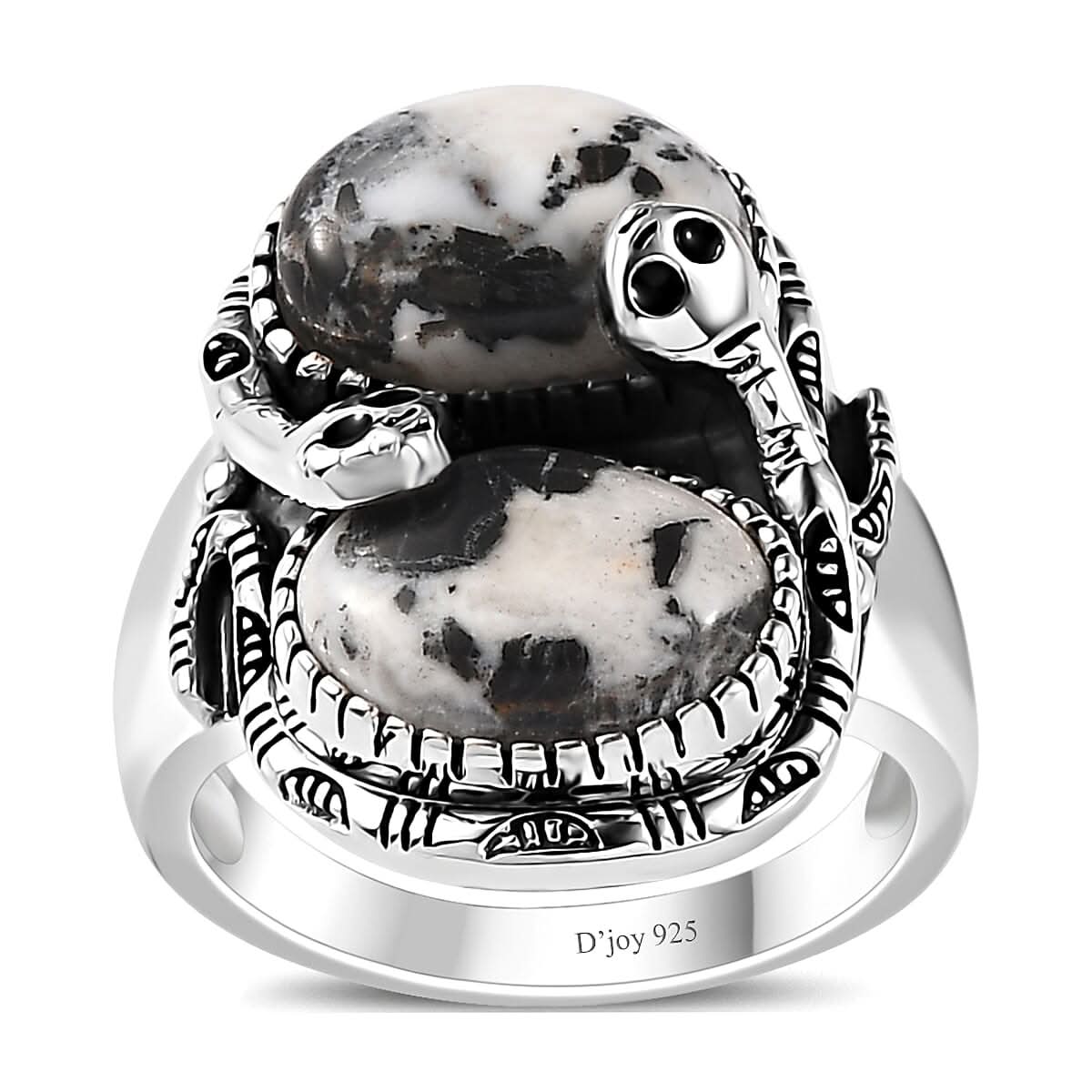 Artisan Crafted Premium White Buffalo Ring in Black Oxidized Sterling Silver (Size 10.0) 7.75 ctw