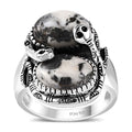 Artisan Crafted Premium White Buffalo Ring in Black Oxidized Sterling Silver (Size 10.0) 7.75 ctw - Sticky add to cart bar