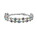 Artisan Crafted White Buffalo, Blue Moon Turquoise and Arizona Peridot Bracelet in Sterling Silver (6.50-8.0In) 15.00 ctw - Sticky add to cart bar