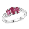 Niassa Ruby (FF) 3 Stone Ring in Platinum Over Sterling Silver (Size 5.0) 1.15 ctw - Sticky add to cart bar