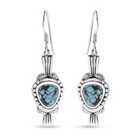 Artisan Crafted Blue Moon Turquoise Earrings in Sterling Silver 6.30 ctw