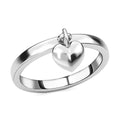 Platinum Over Sterling Silver Heart Charm Band Ring (Size 5.0) 1.70 Grams - Sticky add to cart bar