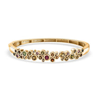 Multi-Tourmaline and White Zircon Bubble Bangle Bracelet in Vermeil Yellow Gold Over Sterling Silver (7.25 In) 3.40 ctw
