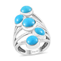 Premium Sleeping Beauty Turquoise 5 Stone Ring in Sterling Silver (Size 10.0) 3.25 ctw - Sticky add to cart bar