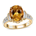 Luxoro 10K Yellow Gold Premium Brazilian Heliodor and G-H I2 Diamond Ring (Size 12.0) 4 Grams 5.35 ctw - Sticky add to cart bar