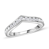 Moissanite Wishbone Ring in Platinum Over Sterling Silver (Size 6.0) 0.50 ctw