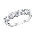 Moissanite 5 Stone Ring in Platinum Over Sterling Silver (Size 6.0) 1.10 ctw - Sticky add to cart bar
