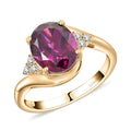 Certified & Appraised Luxoro 10K Yellow Gold AAA Radiant Ember Garnet and I2 Diamond Ring 3.35 ctw - Sticky add to cart bar