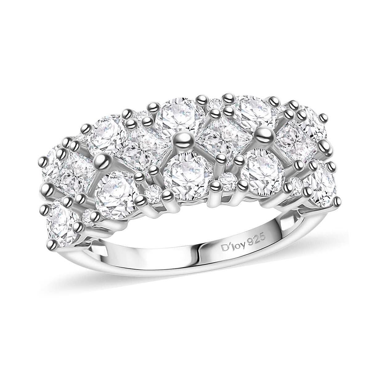 Moissanite 2.25 ctw Ring in Platinum Over Sterling Silver (Size 6.0)