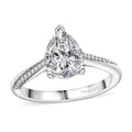 Moissanite (Pear 9x7mm) Ring in Platinum Over Sterling Silver (Size 6.0) 1.80 ctw - Sticky add to cart bar
