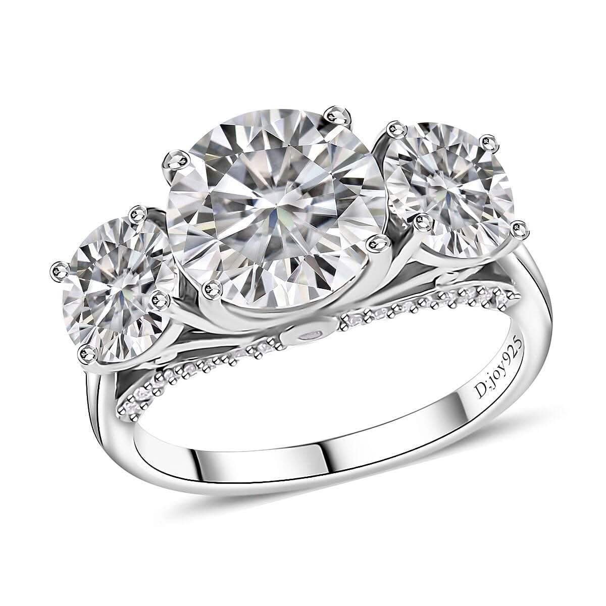 Moissanite Ring in Platinum Over Sterling Silver 4.25 ctw