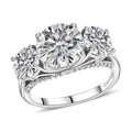Moissanite Ring in Platinum Over Sterling Silver 4.25 ctw - Sticky add to cart bar
