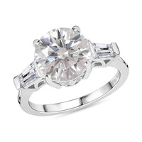 Moissanite Ring in Platinum Over Sterling Silver (Size 6.0) 3.40 ctw