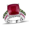 Niassa Ruby (FF), Chrome Diopside Ring in Platinum Over Sterling Silver (Size 10.0) 16.25 ctw - Sticky add to cart bar