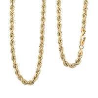 14K Yellow Gold 2.15mm Solid Diamond-cut Rope Necklace 20 Inches 7.75 Grams