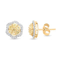 14K Yellow Gold Natural Yellow and White Diamond I2-I3 Earrings 0.75 ctw - Sticky add to cart bar