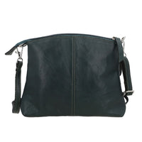 Black Genuine Leather Crossbody Sling Bag (8"x1.25"x7")