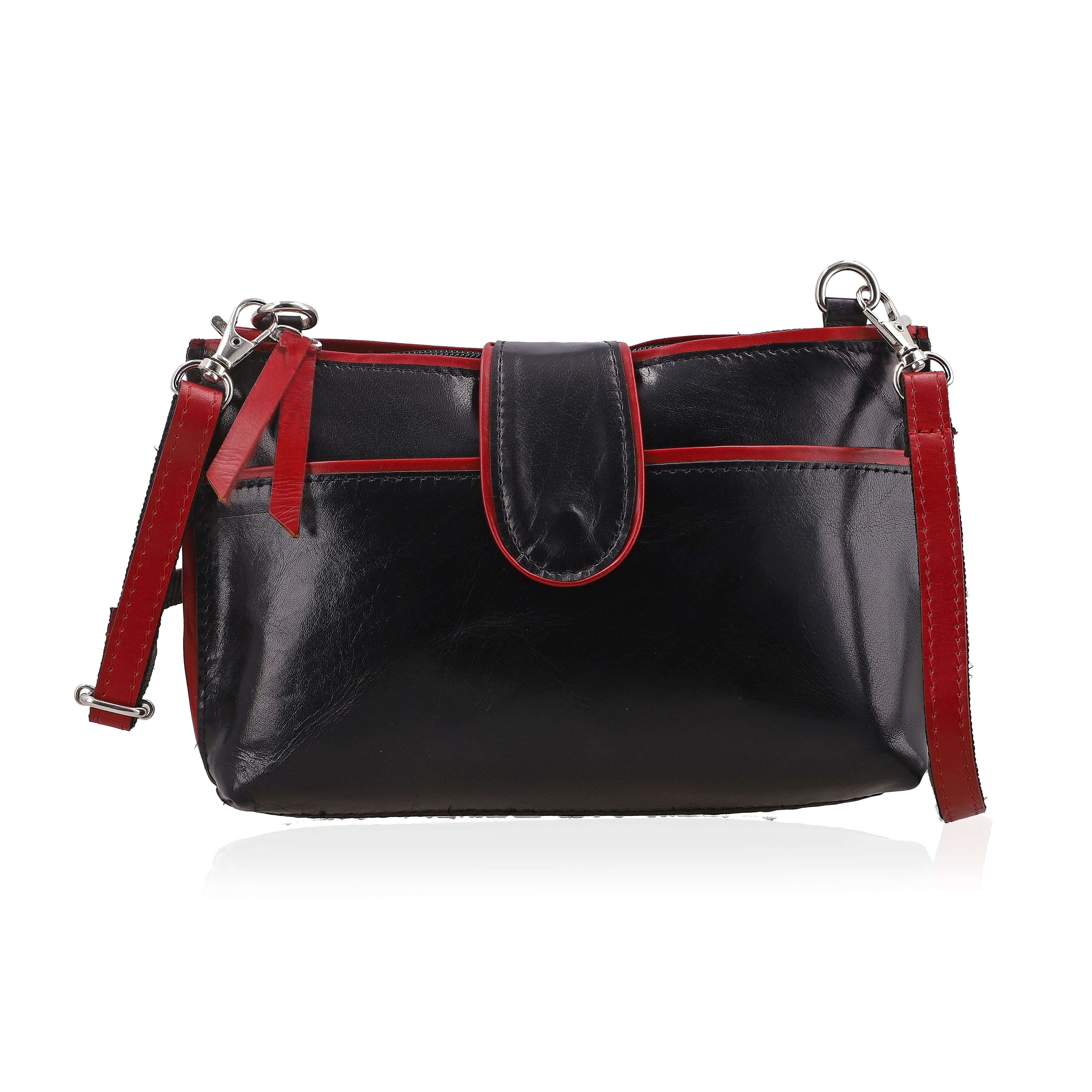 Black Genuine Leather Crossbody Sling Bag (9.5"x6.25")